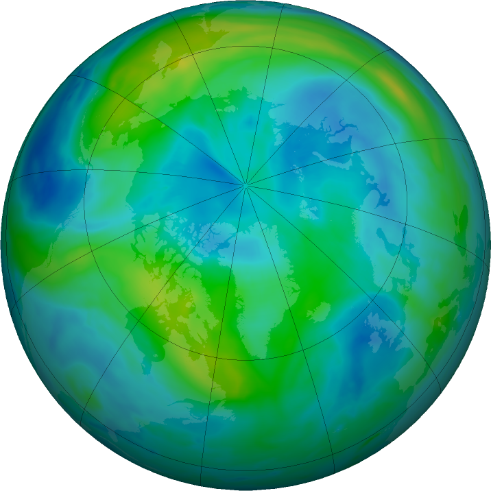 Arctic ozone map for 06 October 2021